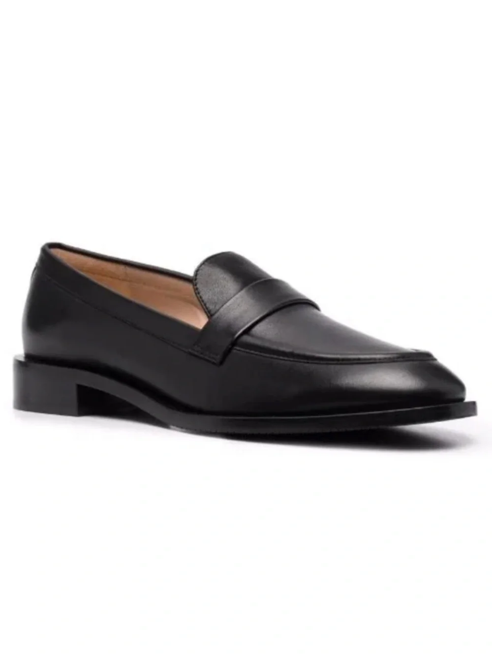 Stuart Weitzman Black Leather Penny Loafers for Men